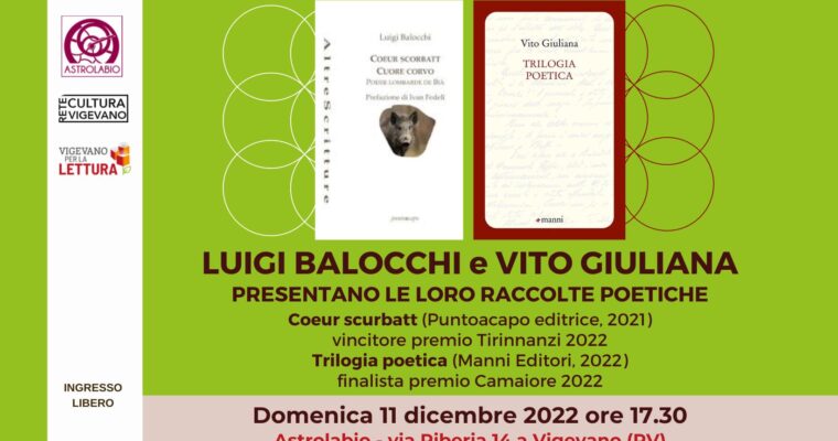 Luigi Balocchi e Vito Giuliana presentano le loro raccolte poetiche